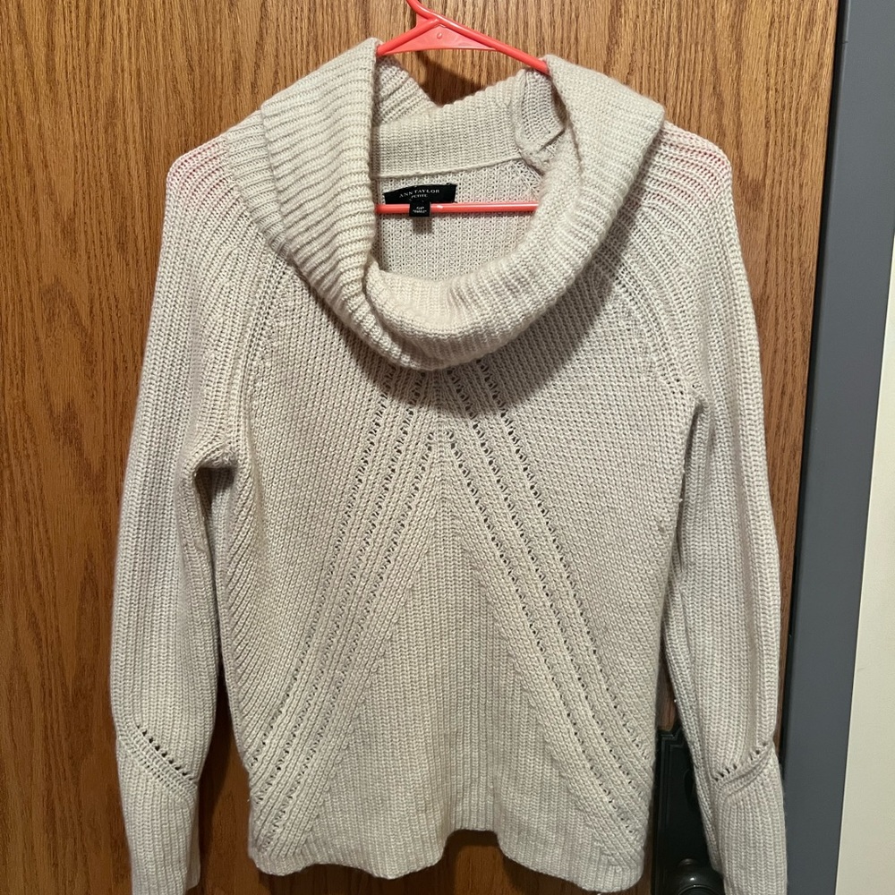 Cream colored turtleneck. Super warm and cozy!